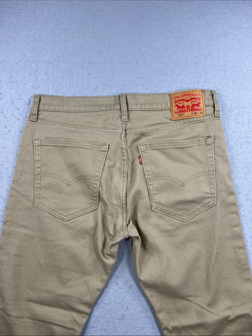 Levi's 512 Men's 36x32 Khaki Straight Leg Jeans Tan Classic Casual Denim